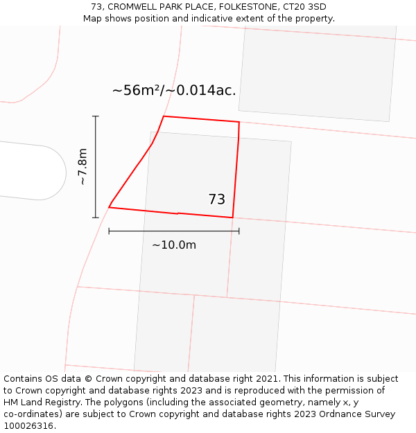 73, CROMWELL PARK PLACE, FOLKESTONE, CT20 3SD: Plot and title map