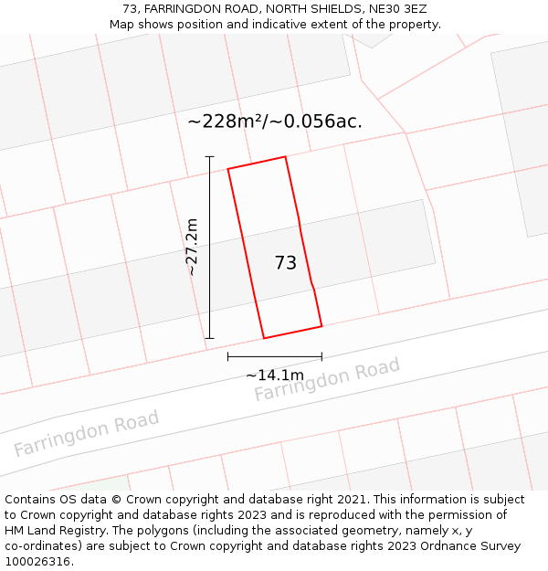 73, FARRINGDON ROAD, NORTH SHIELDS, NE30 3EZ: Plot and title map