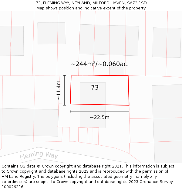 73, FLEMING WAY, NEYLAND, MILFORD HAVEN, SA73 1SD: Plot and title map