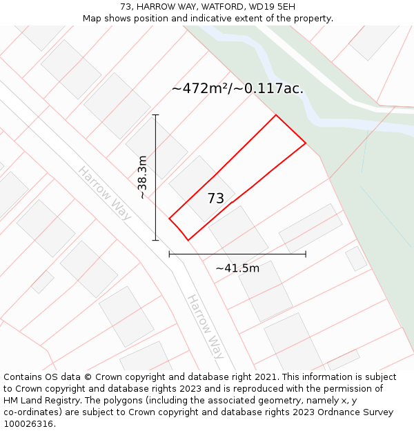 73, HARROW WAY, WATFORD, WD19 5EH: Plot and title map