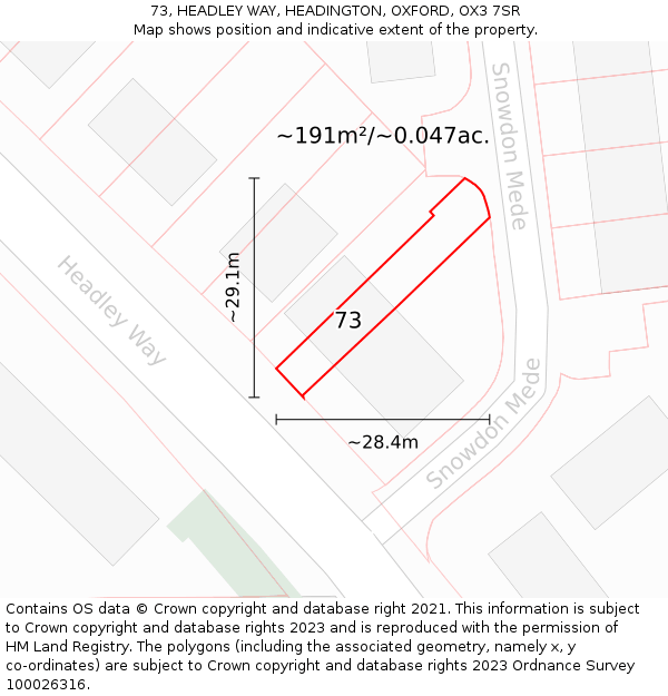 73, HEADLEY WAY, HEADINGTON, OXFORD, OX3 7SR: Plot and title map