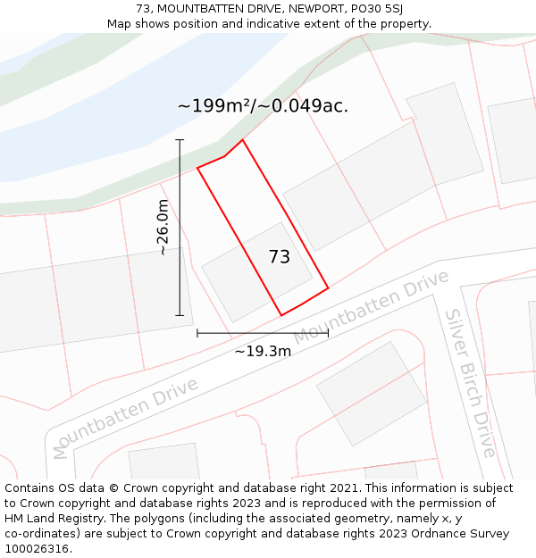 73, MOUNTBATTEN DRIVE, NEWPORT, PO30 5SJ: Plot and title map