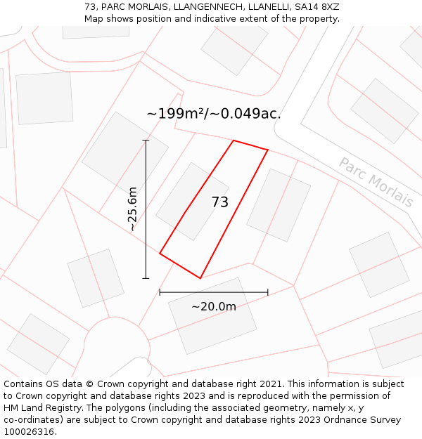 73, PARC MORLAIS, LLANGENNECH, LLANELLI, SA14 8XZ: Plot and title map