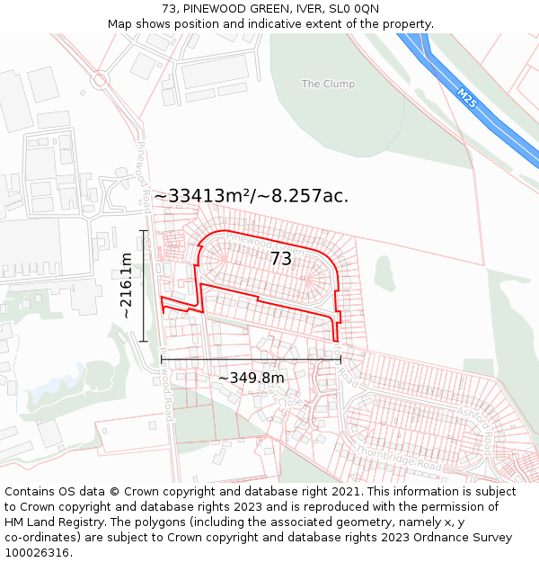 73, PINEWOOD GREEN, IVER, SL0 0QN: Plot and title map