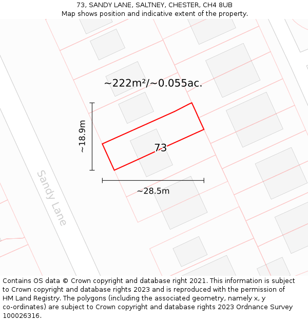 73, SANDY LANE, SALTNEY, CHESTER, CH4 8UB: Plot and title map