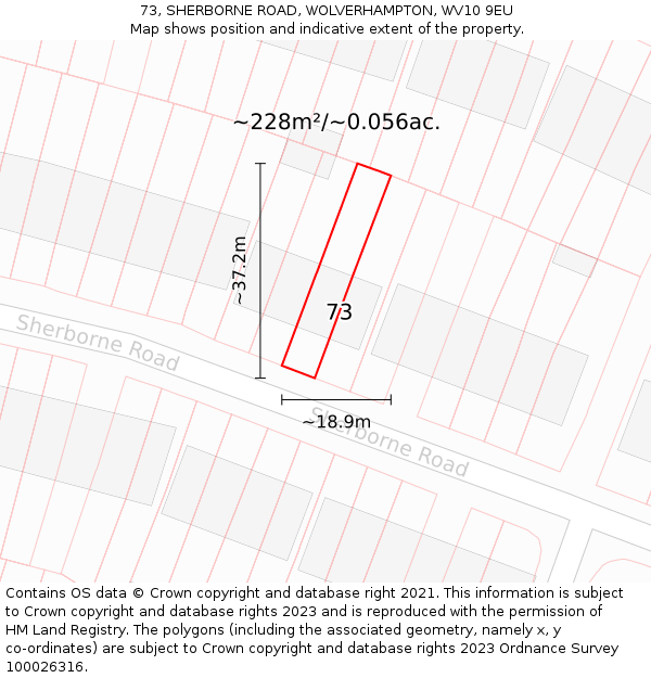 73, SHERBORNE ROAD, WOLVERHAMPTON, WV10 9EU: Plot and title map