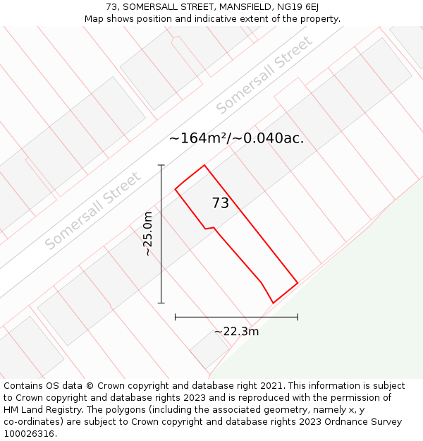 73, SOMERSALL STREET, MANSFIELD, NG19 6EJ: Plot and title map