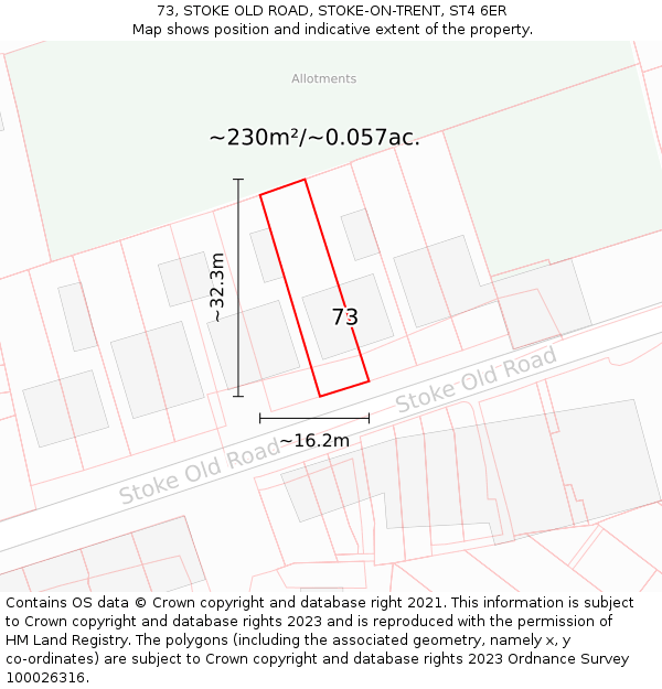 73, STOKE OLD ROAD, STOKE-ON-TRENT, ST4 6ER: Plot and title map