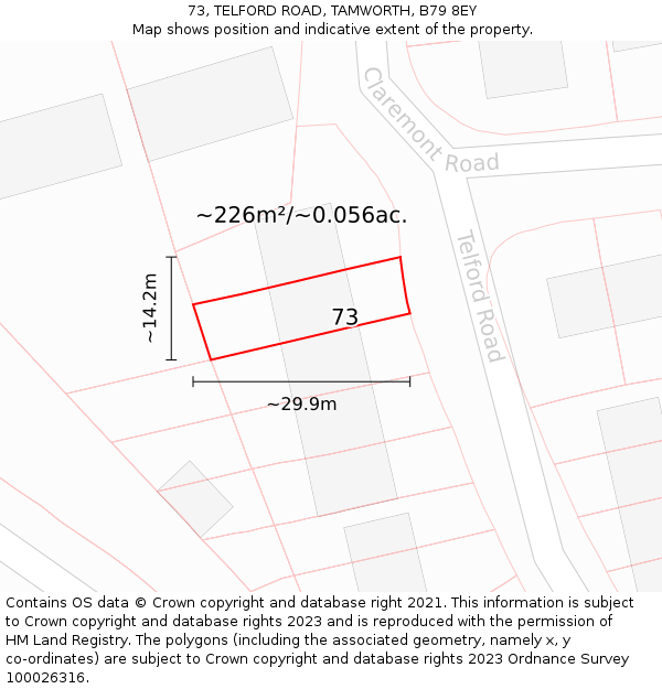 73, TELFORD ROAD, TAMWORTH, B79 8EY: Plot and title map