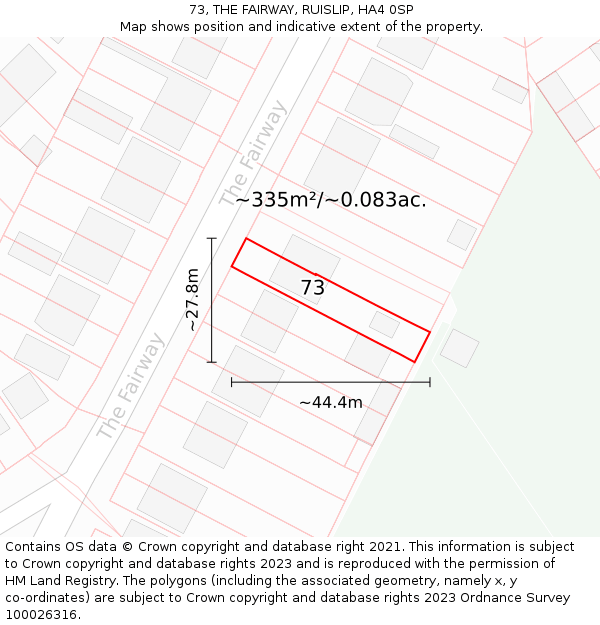 73, THE FAIRWAY, RUISLIP, HA4 0SP: Plot and title map