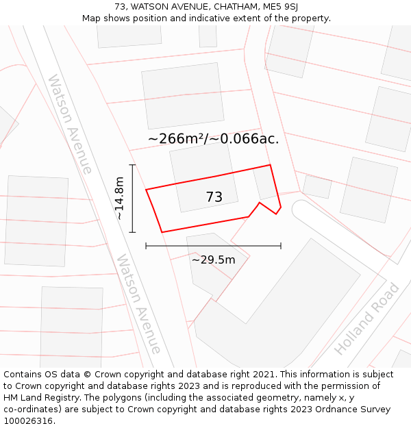 73, WATSON AVENUE, CHATHAM, ME5 9SJ: Plot and title map