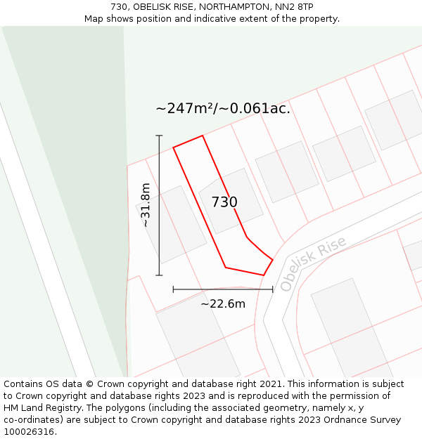 730, OBELISK RISE, NORTHAMPTON, NN2 8TP: Plot and title map