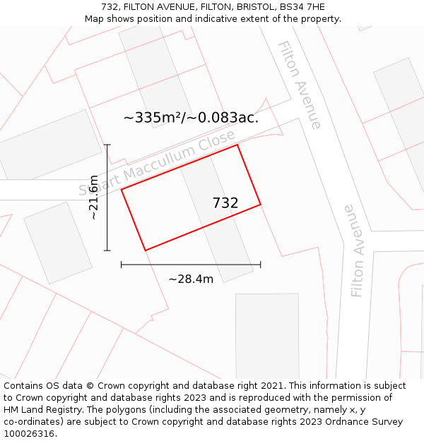 732, FILTON AVENUE, FILTON, BRISTOL, BS34 7HE: Plot and title map