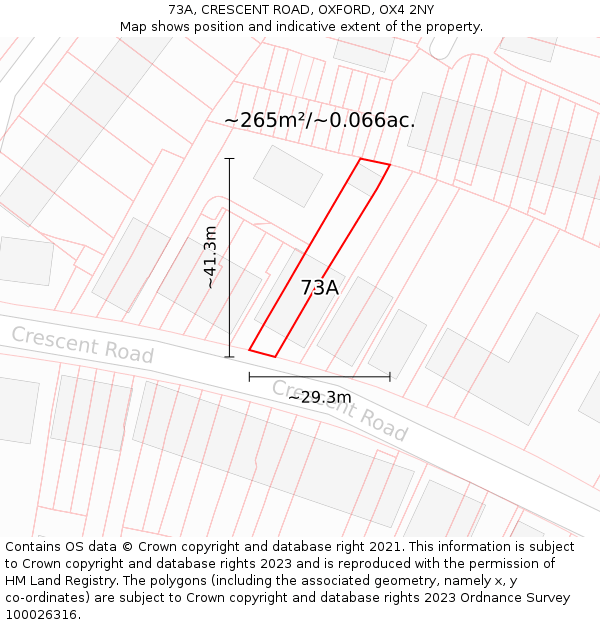 73A, CRESCENT ROAD, OXFORD, OX4 2NY: Plot and title map