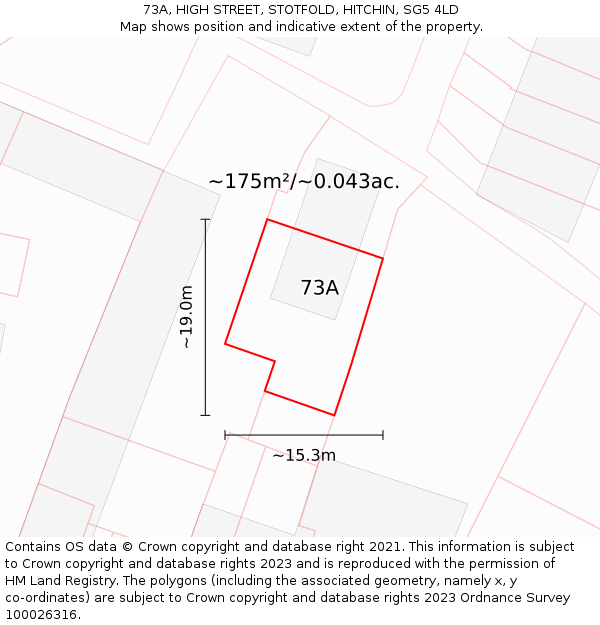 73A, HIGH STREET, STOTFOLD, HITCHIN, SG5 4LD: Plot and title map