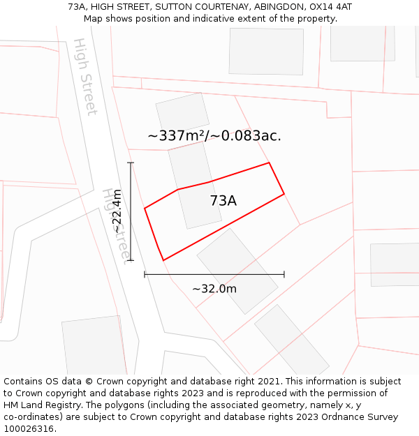 73A, HIGH STREET, SUTTON COURTENAY, ABINGDON, OX14 4AT: Plot and title map