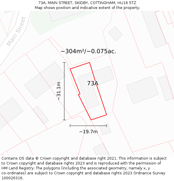 73A, MAIN STREET, SKIDBY, COTTINGHAM, HU16 5TZ: Plot and title map