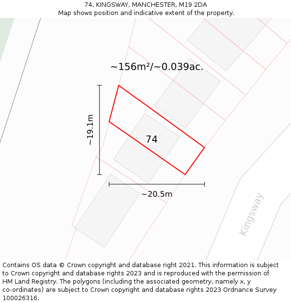 74, KINGSWAY, MANCHESTER, M19 2DA: Plot and title map