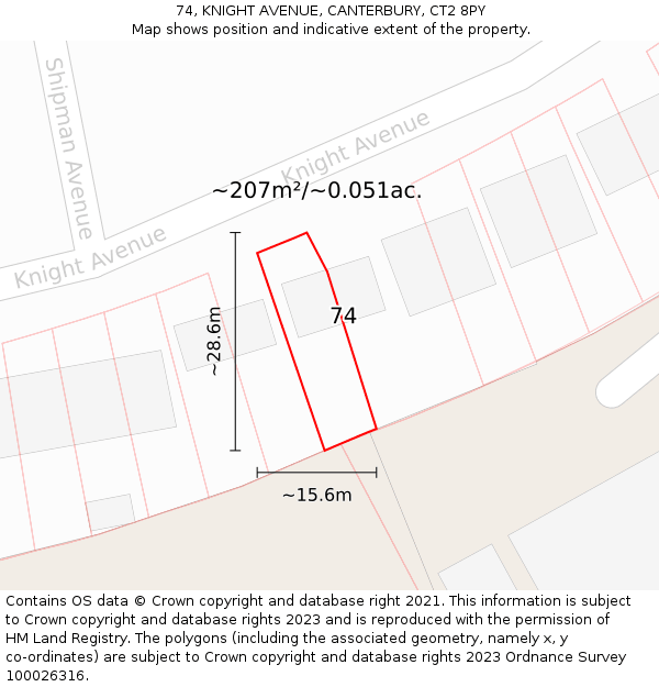 74, KNIGHT AVENUE, CANTERBURY, CT2 8PY: Plot and title map