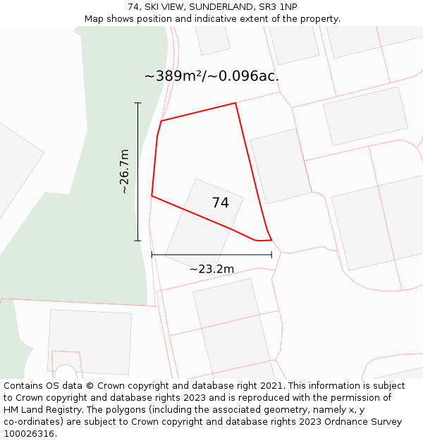 74, SKI VIEW, SUNDERLAND, SR3 1NP: Plot and title map