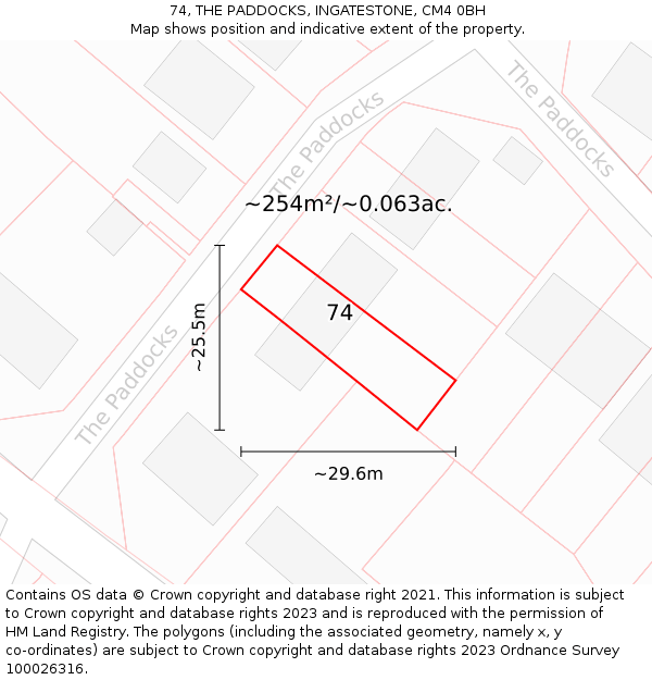 74, THE PADDOCKS, INGATESTONE, CM4 0BH: Plot and title map