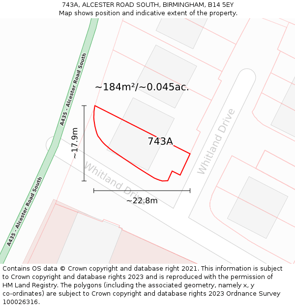 743A, ALCESTER ROAD SOUTH, BIRMINGHAM, B14 5EY: Plot and title map