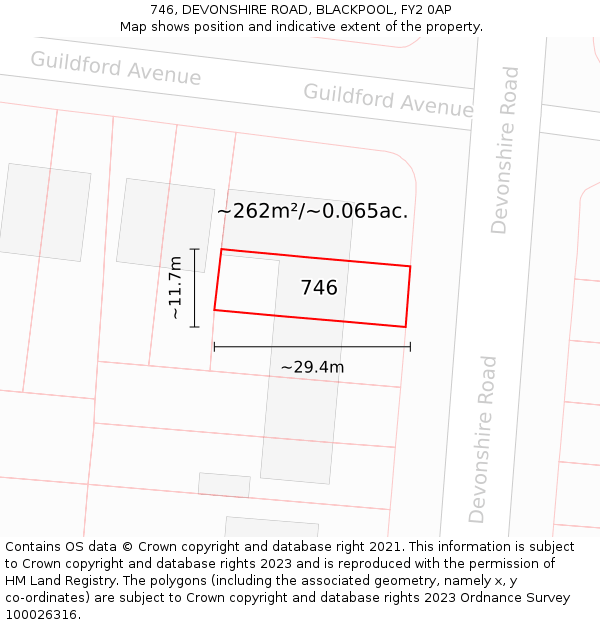 746, DEVONSHIRE ROAD, BLACKPOOL, FY2 0AP: Plot and title map