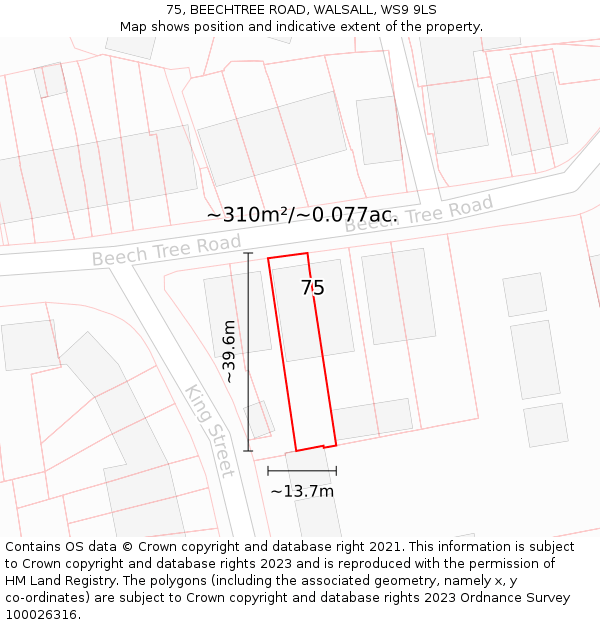 75, BEECHTREE ROAD, WALSALL, WS9 9LS: Plot and title map