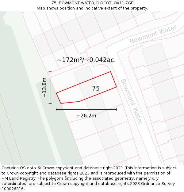 75, BOWMONT WATER, DIDCOT, OX11 7GF: Plot and title map