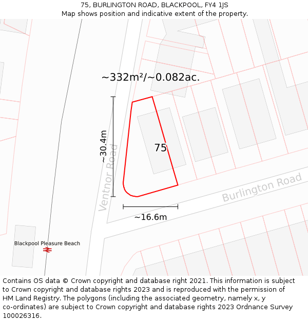 75, BURLINGTON ROAD, BLACKPOOL, FY4 1JS: Plot and title map