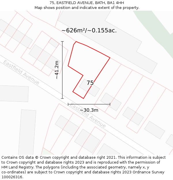 75, EASTFIELD AVENUE, BATH, BA1 4HH: Plot and title map