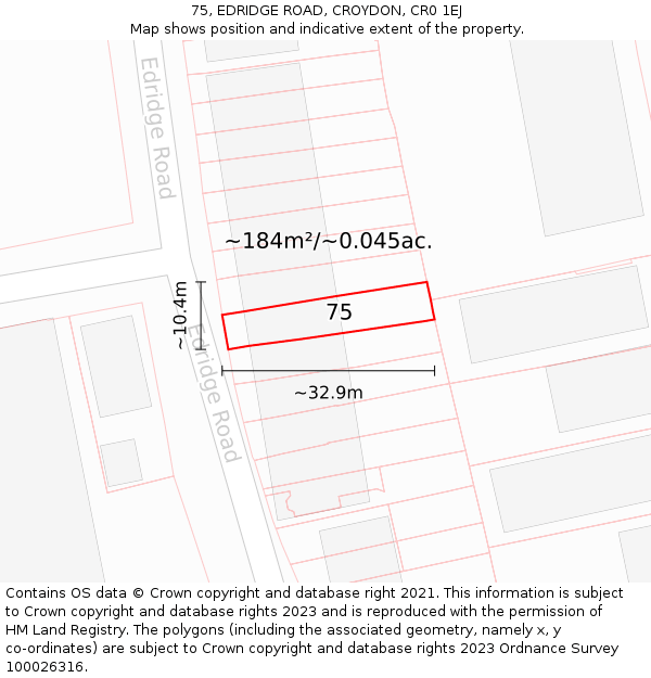 75, EDRIDGE ROAD, CROYDON, CR0 1EJ: Plot and title map