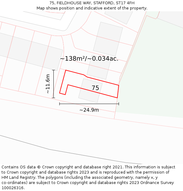 75, FIELDHOUSE WAY, STAFFORD, ST17 4FH: Plot and title map