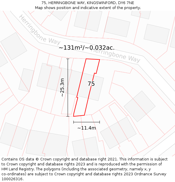 75, HERRINGBONE WAY, KINGSWINFORD, DY6 7NE: Plot and title map