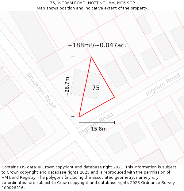 75, INGRAM ROAD, NOTTINGHAM, NG6 9GP: Plot and title map