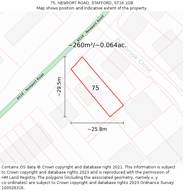 75, NEWPORT ROAD, STAFFORD, ST16 1DB: Plot and title map