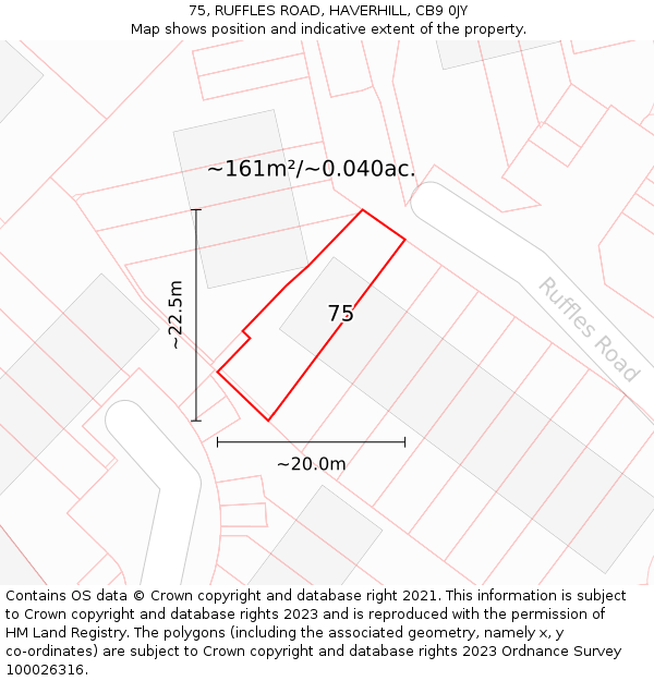 75, RUFFLES ROAD, HAVERHILL, CB9 0JY: Plot and title map