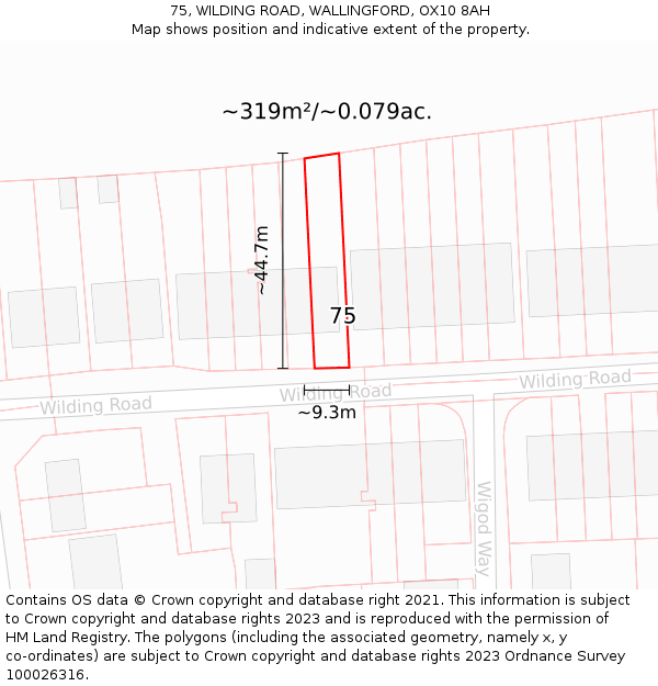 75, WILDING ROAD, WALLINGFORD, OX10 8AH: Plot and title map