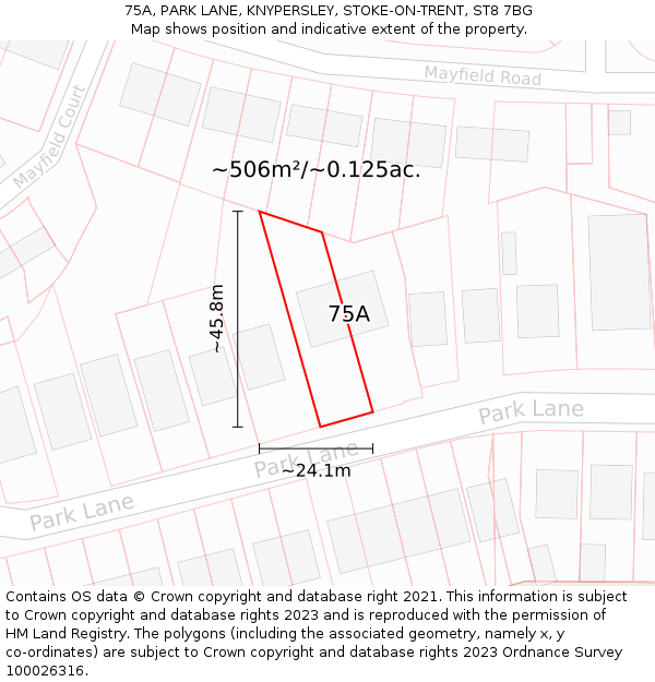 75A, PARK LANE, KNYPERSLEY, STOKE-ON-TRENT, ST8 7BG: Plot and title map