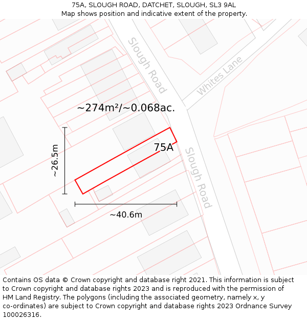 75A, SLOUGH ROAD, DATCHET, SLOUGH, SL3 9AL: Plot and title map