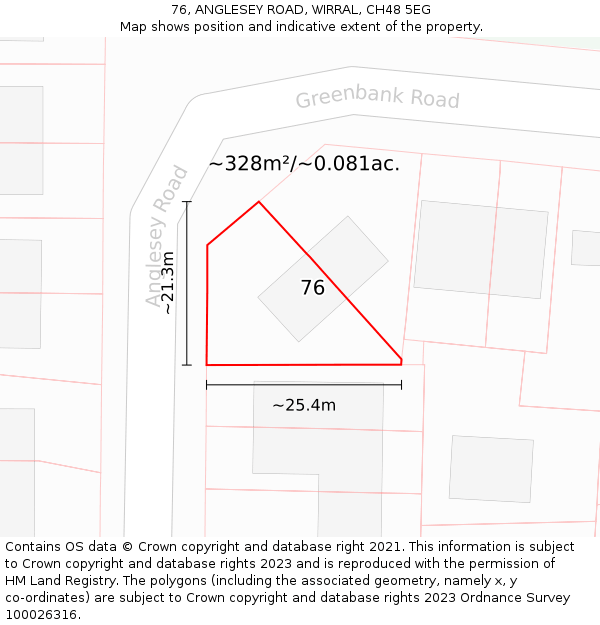 76, ANGLESEY ROAD, WIRRAL, CH48 5EG: Plot and title map