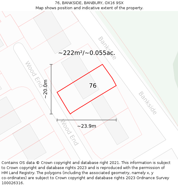 76, BANKSIDE, BANBURY, OX16 9SX: Plot and title map