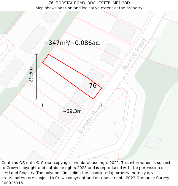 76, BORSTAL ROAD, ROCHESTER, ME1 3BD: Plot and title map