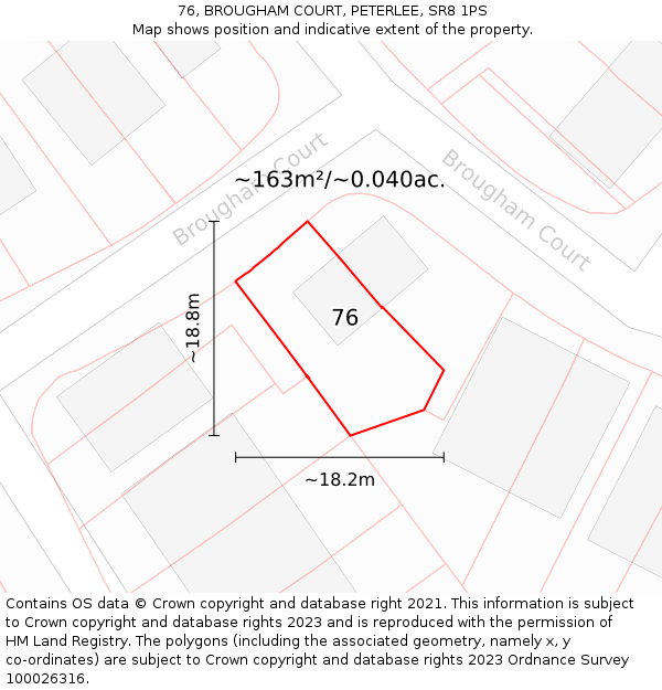 76, BROUGHAM COURT, PETERLEE, SR8 1PS: Plot and title map
