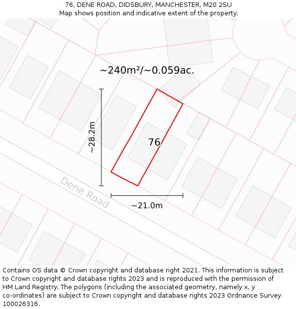 76, DENE ROAD, DIDSBURY, MANCHESTER, M20 2SU: Plot and title map