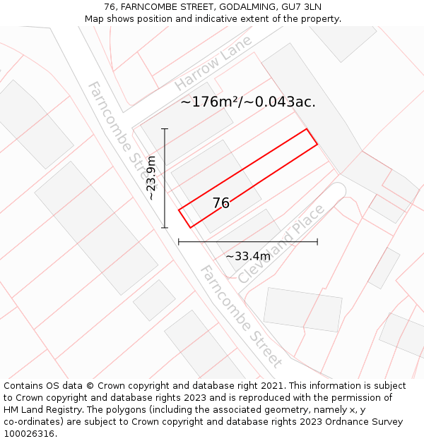 76, FARNCOMBE STREET, GODALMING, GU7 3LN: Plot and title map