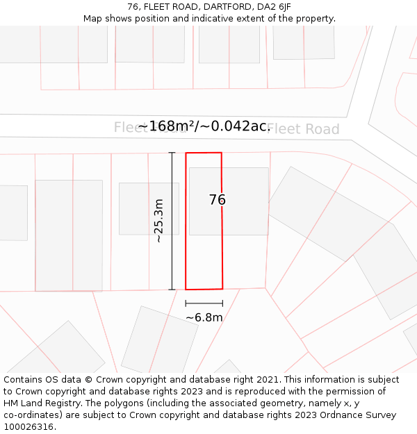 76, FLEET ROAD, DARTFORD, DA2 6JF: Plot and title map