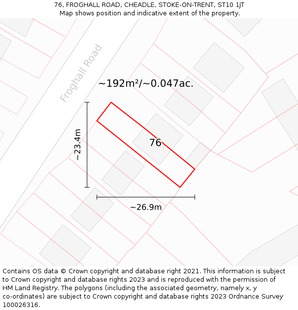 76, FROGHALL ROAD, CHEADLE, STOKE-ON-TRENT, ST10 1JT: Plot and title map