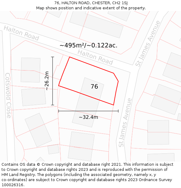 76, HALTON ROAD, CHESTER, CH2 1SJ: Plot and title map