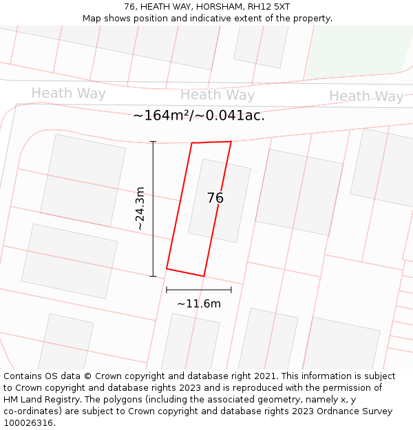 76, HEATH WAY, HORSHAM, RH12 5XT: Plot and title map